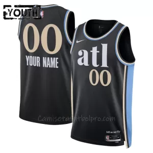 Camiseta de Baloncesto Atlanta Hawks City Edition Swingman 2023/24 Niños Negro Camiseta de Baloncesto Atlanta Hawks City Edition Swingman 2023/24 Niños Negro