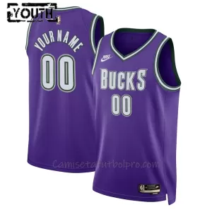 Camiseta de Baloncesto Milwaukee Bucks Classic Edition Swingman Niños Morado Camiseta de Baloncesto Milwaukee Bucks Classic Edition Swingman Niños Morado