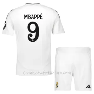 Camiseta Real Madrid Kylian Mbappé 9 Niños 1ª Equipación 24/25 Camiseta Real Madrid Kylian Mbappé 9 Niños 1ª Equipación 24/25