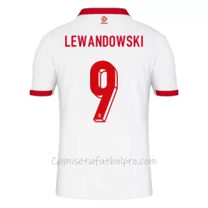 Camiseta Polonia Robert Lewandowski 9 Hombre 1ª Equipación Eurocopa 2024
