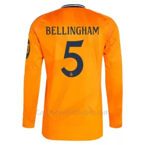 Camiseta Real Madrid Jude Bellingham 5 Hombre 2ª Equipación 24/25 Manga Larga Camiseta Real Madrid Jude Bellingham 5 Hombre 2ª Equipación 24/25 Manga Larga