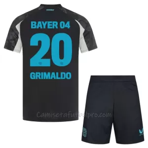 Camiseta Bayer 04 Leverkusen Alejandro Grimaldo 20 Niños 3ª Equipación 24/25