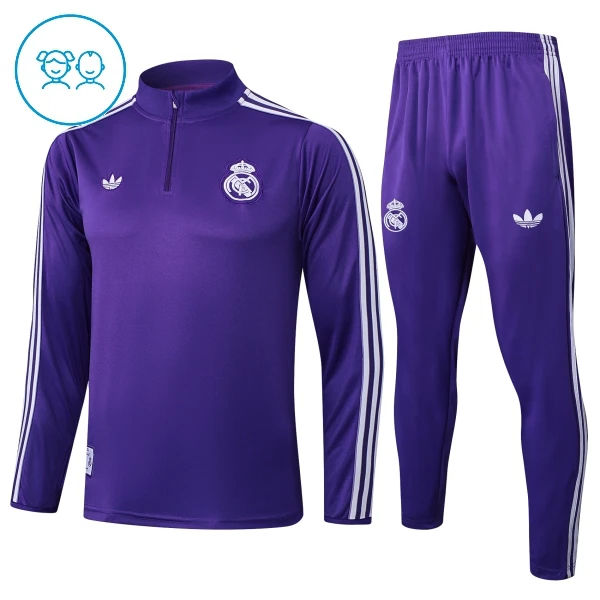 Conjunto de sudadera de entrenamiento Real Madrid Niños 25/26 Púrpura Conjunto de sudadera de entrenamiento Real Madrid Niños 25/26 Púrpura