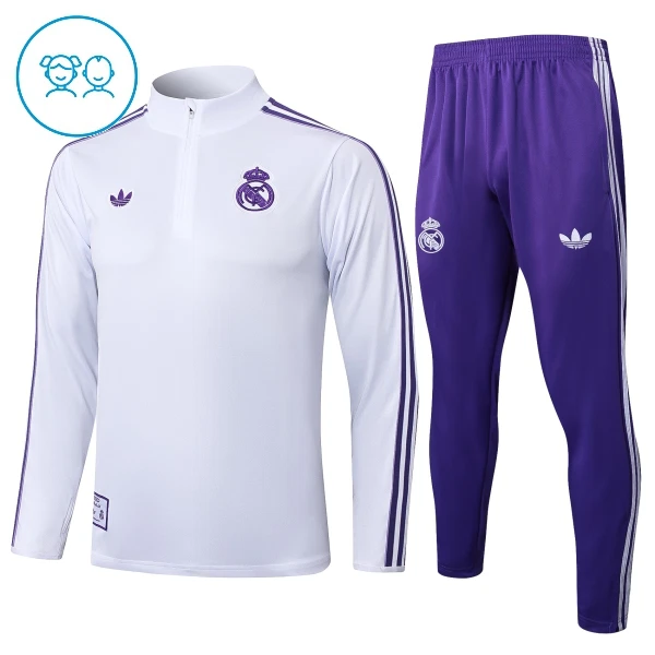 Conjunto de sudadera de entrenamiento Real Madrid Niños 25/26 Blanco Conjunto de sudadera de entrenamiento Real Madrid Niños 25/26 Blanco