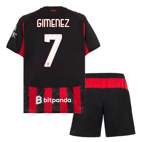 Camiseta AC Milan Santiago Gimenez 7 Niños 1ª Equipación 25/26 Camiseta AC Milan Santiago Gimenez 7 Niños 1ª Equipación 25/26