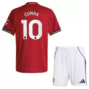 Camiseta Manchester United Cunha 10 Niños 1ª Equipación 25/26