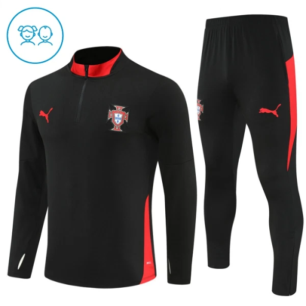 Conjunto de sudadera de entrenamiento Portugal Niños 25/26 Negro