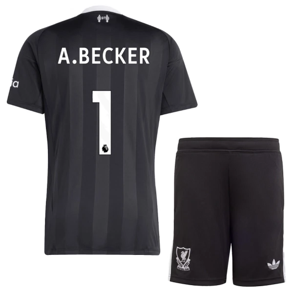 Camiseta Portero Liverpool Alisson Becker 1 Niños 25/26 Negro