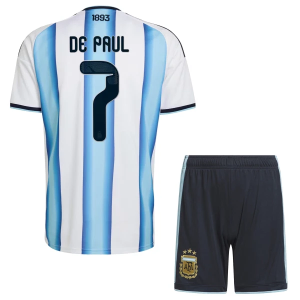 Camiseta Argentina Rodrigo de Paul 7 Niños 1ª Equipación Mundial 2026