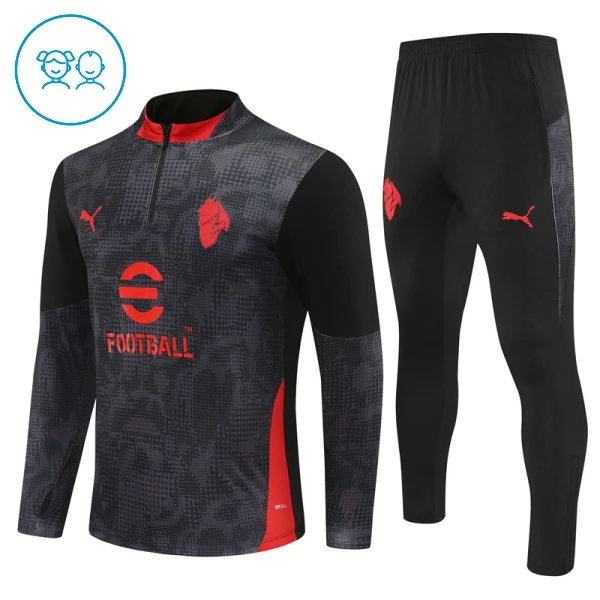Conjunto de sudadera de entrenamiento AC Milan Niños 25/26 Negro