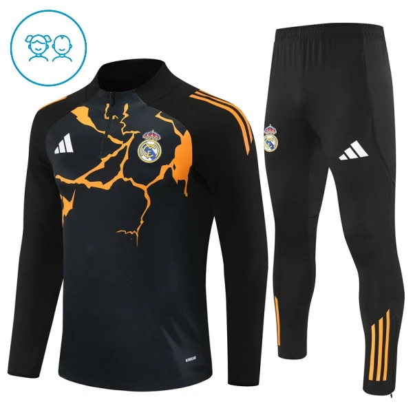 Conjunto de sudadera de entrenamiento Real Madrid Niños 25/26 Negro