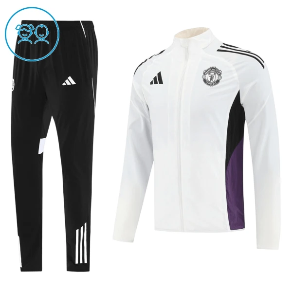 Conjunto De Chaqueta De Entrenamiento Manchester United Niños 25/26 Blanco