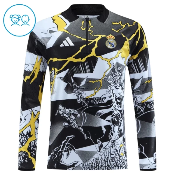 Conjunto de sudadera de entrenamiento Real Madrid Marvel Niños 26/27 Negro