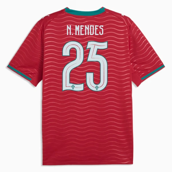 Camiseta Portugal Nuno Mendes 25 Hombre 1ª Equipación Mundial 2026