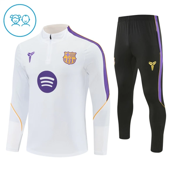 Conjunto de sudadera de entrenamiento FC Barcelona Niños 26/27 Blanco Conjunto de sudadera de entrenamiento FC Barcelona Niños 26/27 Blanco