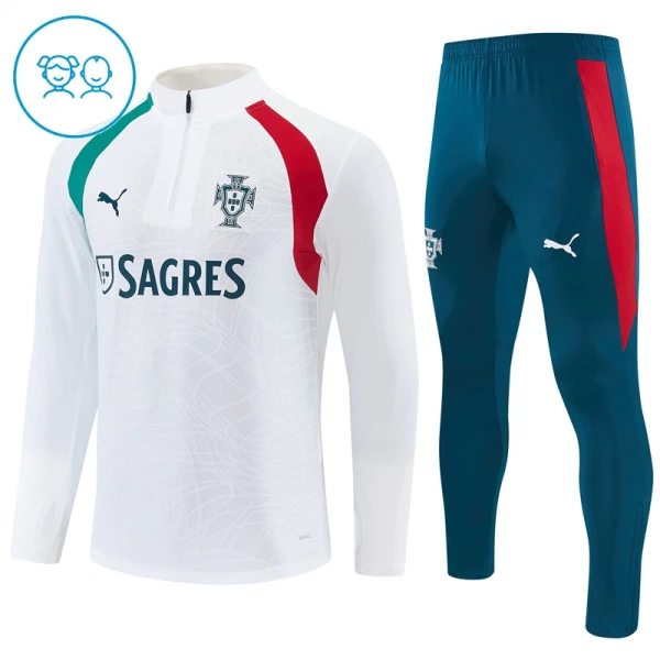 Conjunto de sudadera de entrenamiento Portugal Niños 26/27 Blanco Conjunto de sudadera de entrenamiento Portugal Niños 26/27 Blanco