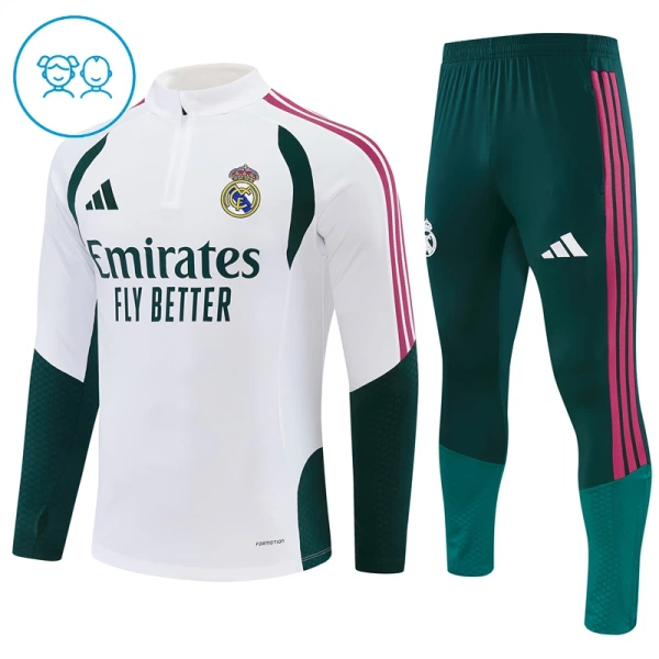 Conjunto de sudadera de entrenamiento Real Madrid Niños 26/27 Blanco Conjunto de sudadera de entrenamiento Real Madrid Niños 26/27 Blanco