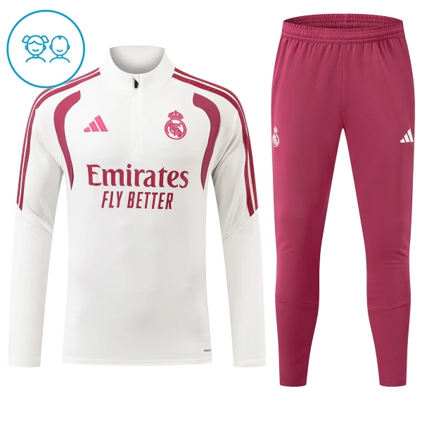 Conjunto de sudadera de entrenamiento Real Madrid Niños 26/27 Blanco