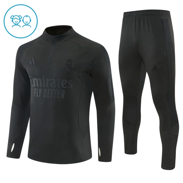 Conjunto de sudadera de entrenamiento Real Madrid Niños 26/27 Negro Conjunto de sudadera de entrenamiento Real Madrid Niños 26/27 Negro
